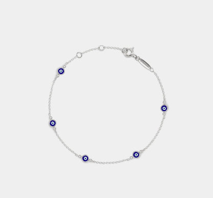 Turkish Evil Eye Charm Bracelet in Silver