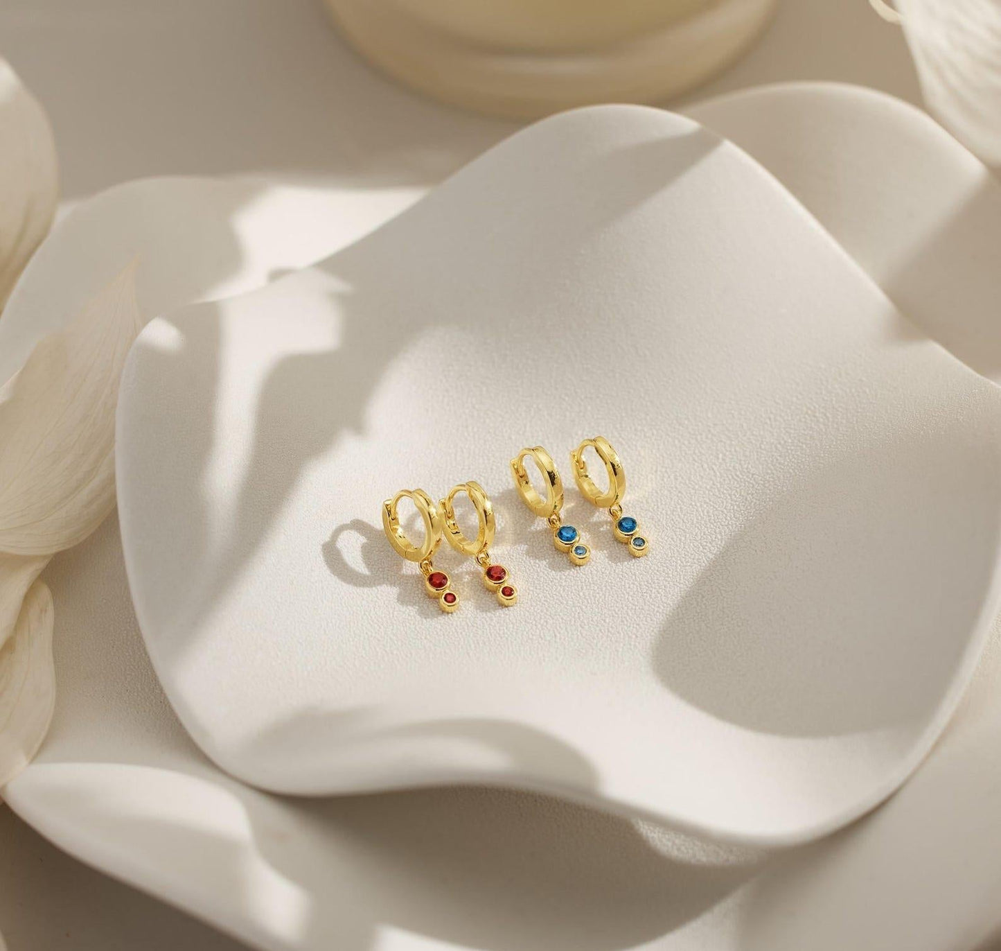 Personalized Minimalist Birthstone Hoop Earrings