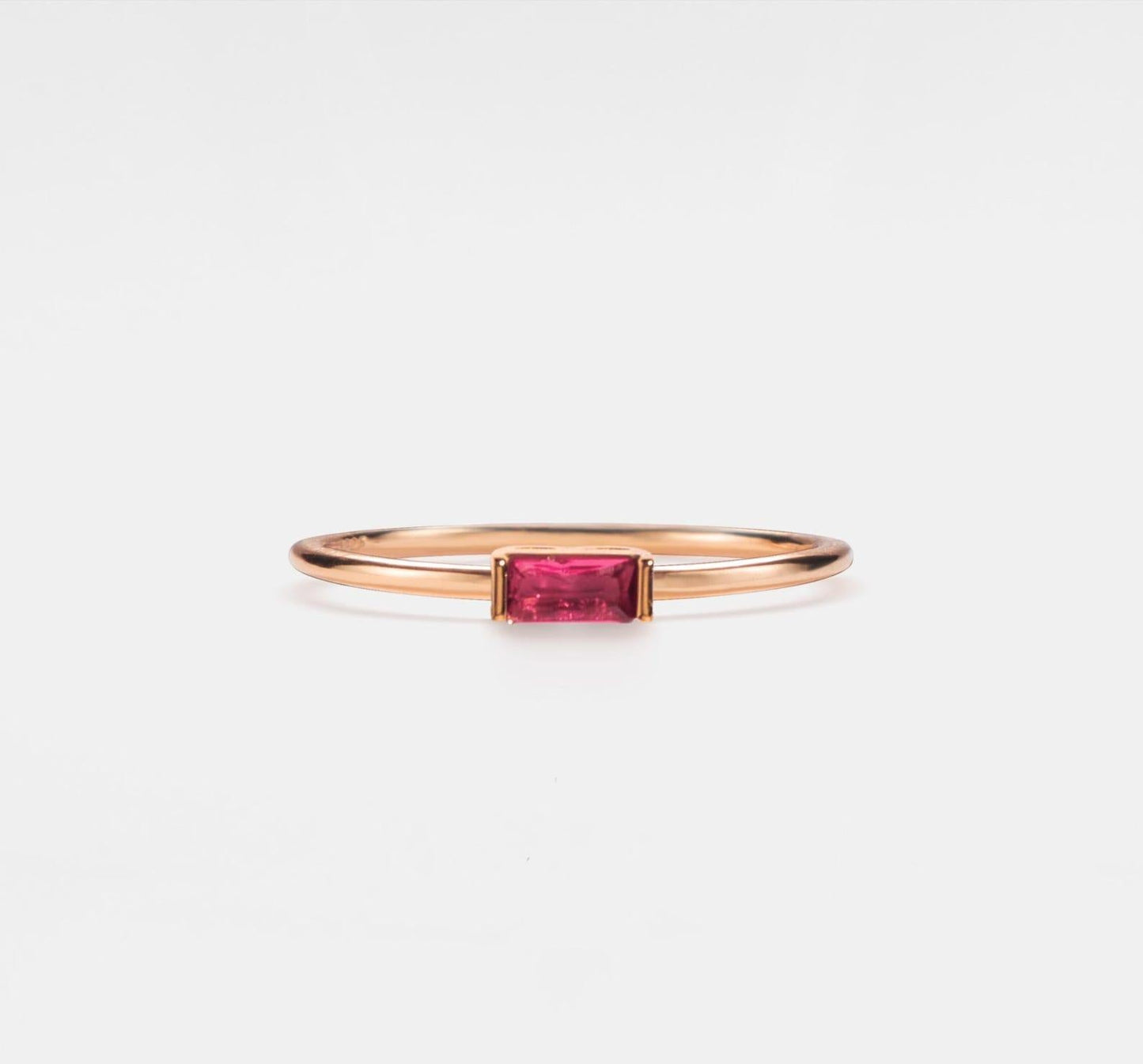 Dainty Baguette Birthstone Ring in Sterling Silver