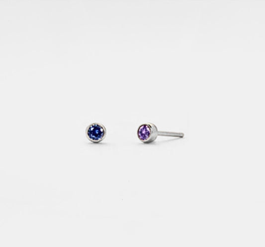 Custom Birthstone Stud Earrings in Gold and Silver