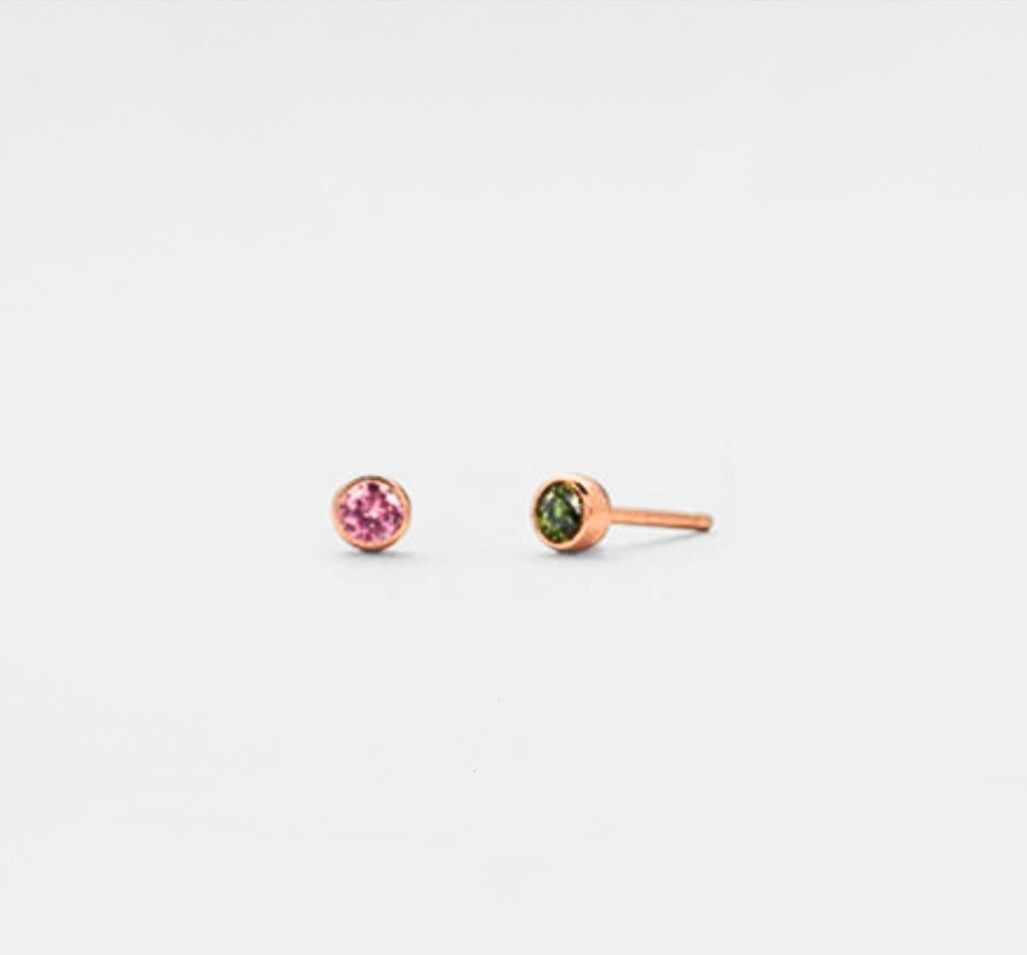 Custom Birthstone Stud Earrings in Gold and Silver