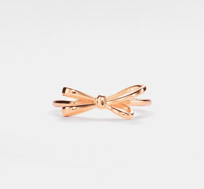 Personalized Gold Bow Tie Stacking Ring