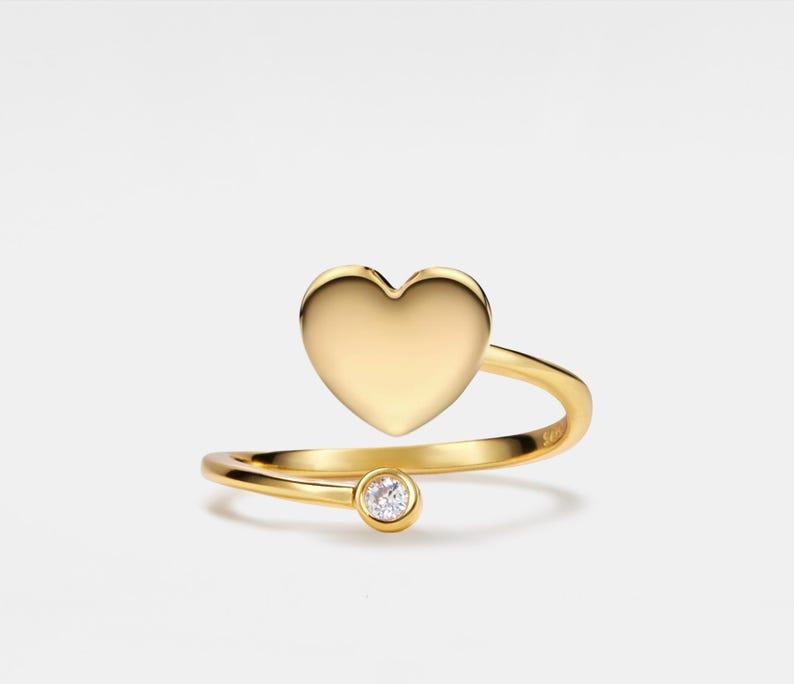 Dainty Heart Fidget Spinner Ring in Gold and Silver