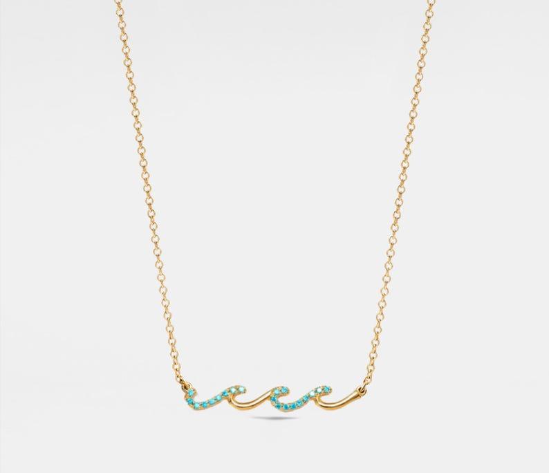 Dainty Gold Ocean Wave Pendant Necklace