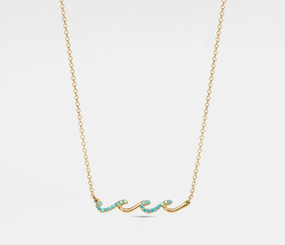 Dainty Gold Ocean Wave Pendant Necklace