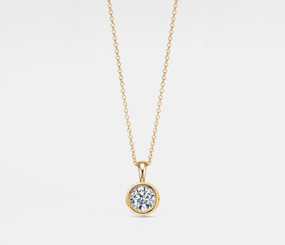 Round Cut Moissanite Pendant Necklace in Silver