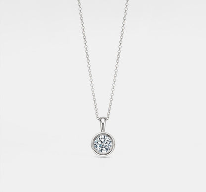 Round Cut Moissanite Pendant Necklace in Silver