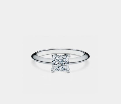 Princess Cut Moissanite Engagement Ring in Silver