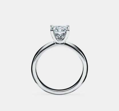 Princess Cut Moissanite Engagement Ring in Silver