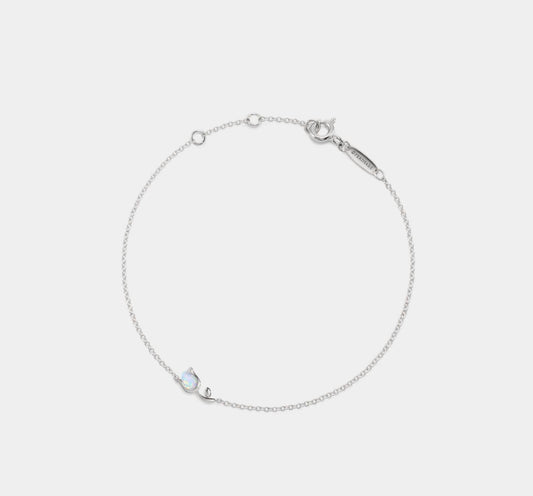 Tiny Opal Tulip Charm Bracelet in Silver