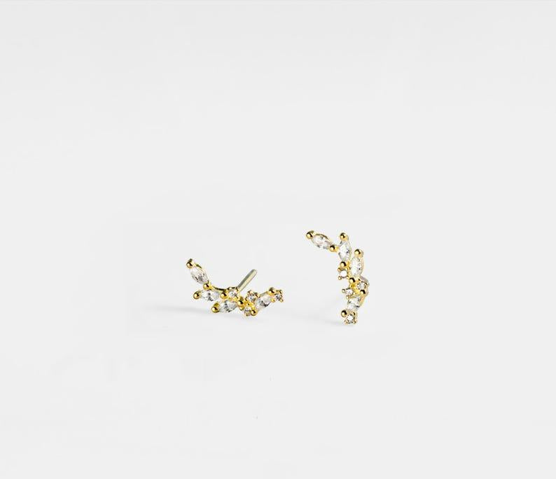 Dainty Gold Leaf Stud Earrings