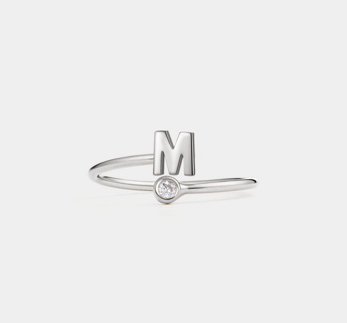 Custom Initial Letter Stacking Ring in Silver