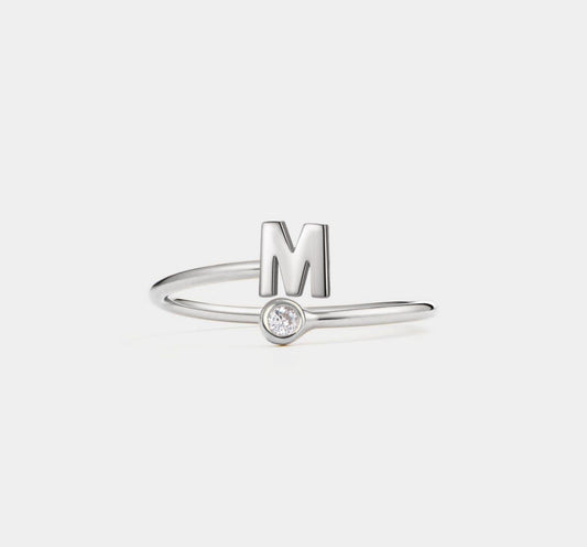 Custom Initial Letter Stacking Ring in Silver