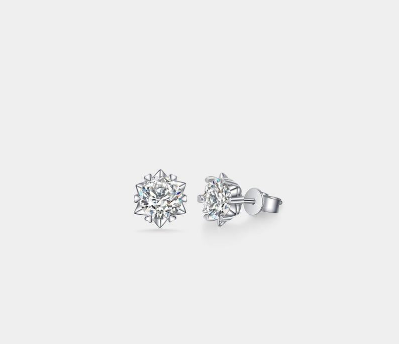 Moissanite Snowflake Earrings in Sterling Silver