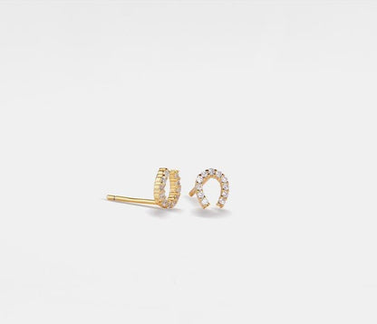 Dainty Gold Horseshoe Stud Earrings