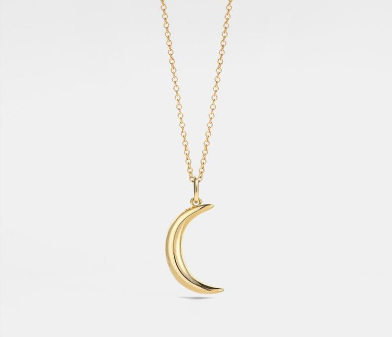 Dainty Gold Crescent Moon Necklace in Silver