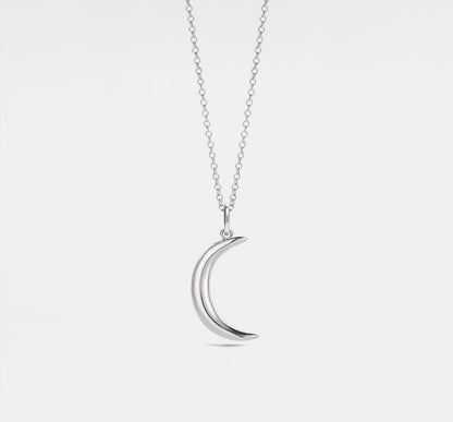 Dainty Gold Crescent Moon Necklace in Silver