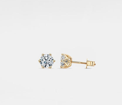 Dainty Moissanite Stud Earrings in 10K Gold