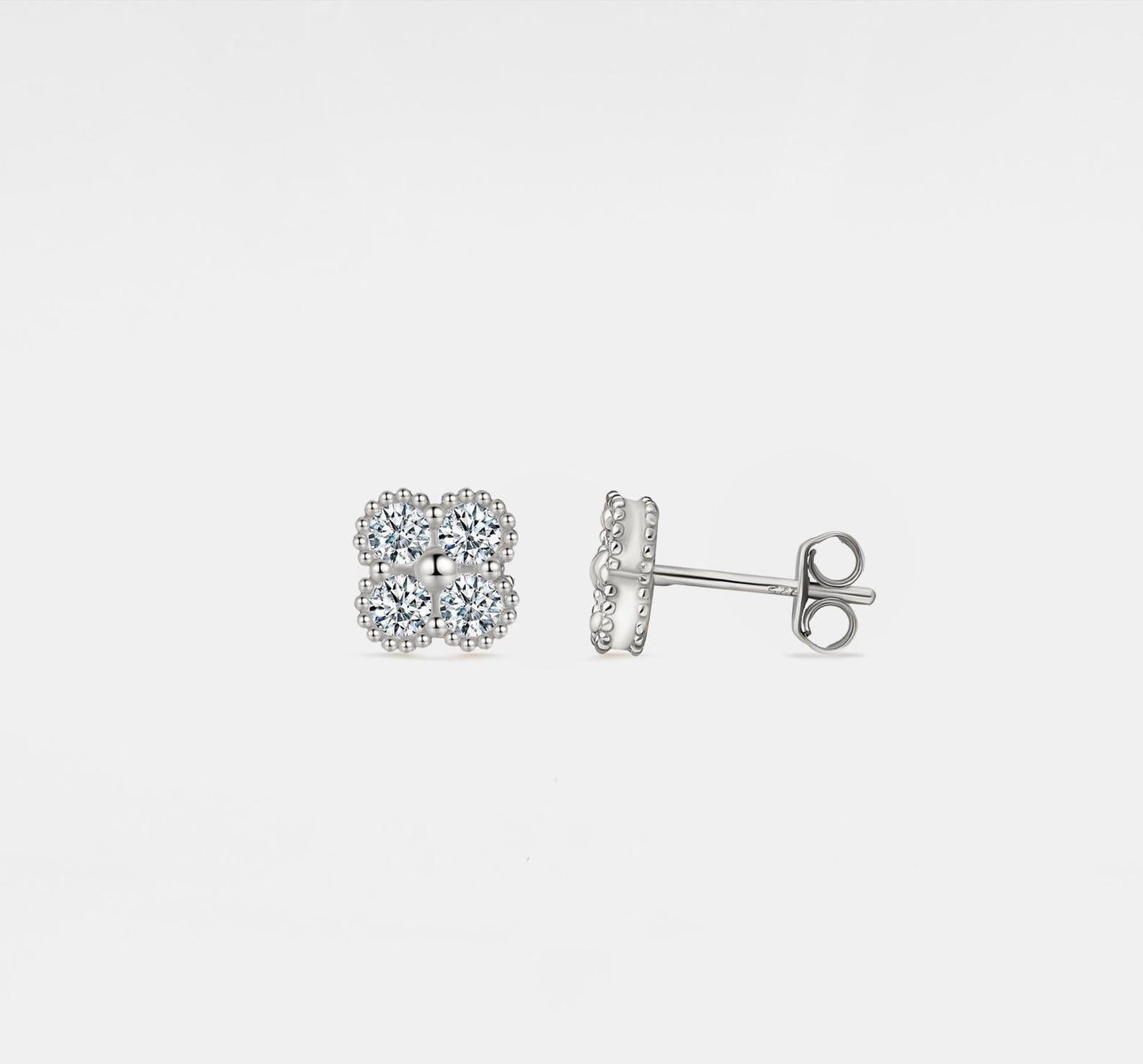 Personalized Moissanite Clover Stud Earrings