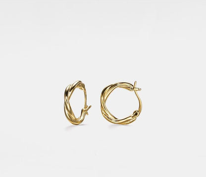 Dainty Gold Twisted Hoop Earrings