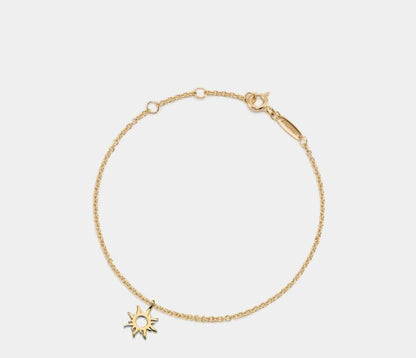 Dainty Gold Sun Charm Stacking Bracelet