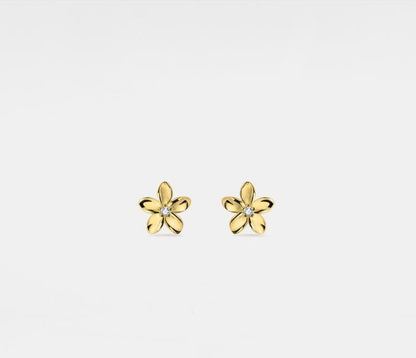 Dainty Gold Flower Stud Earrings in Silver