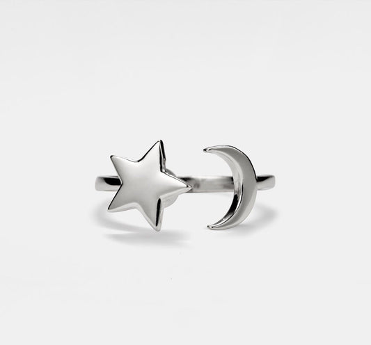 Dainty Moon Star Fidget Spinner Ring