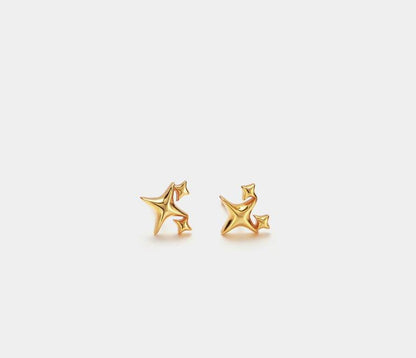 Dainty Gold Star Stud Earrings in Silver