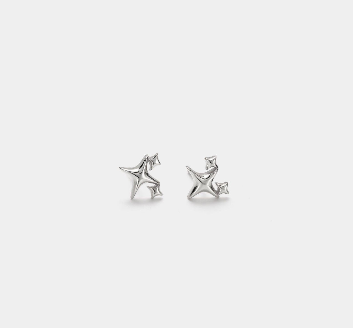 Dainty Gold Star Stud Earrings in Silver