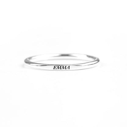 Tiny Stackable Sterling Silver Name Ring