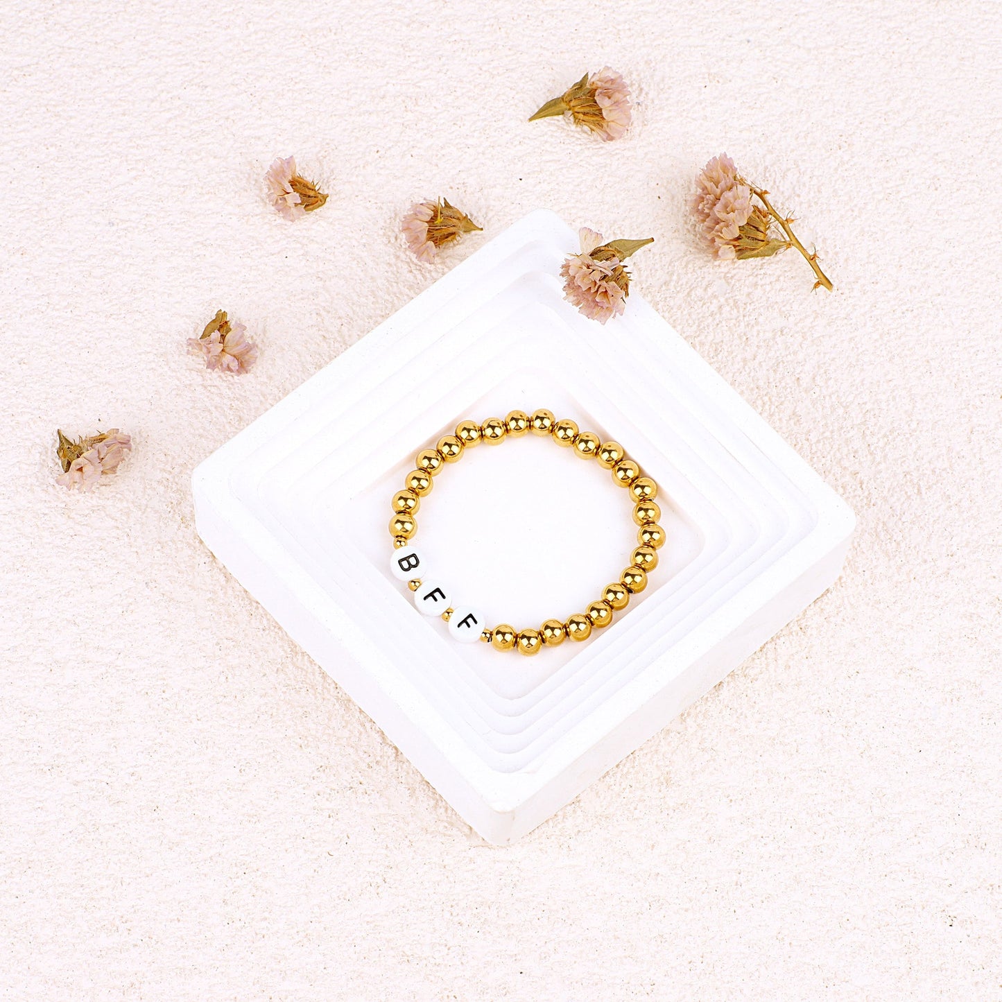 Personalized Gold Beaded Name Bracelet