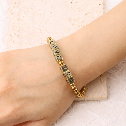 Personalized Waterproof Gold Beaded Bracelet