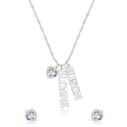 Personalized Singapore Chain Heart Birthstone Necklace