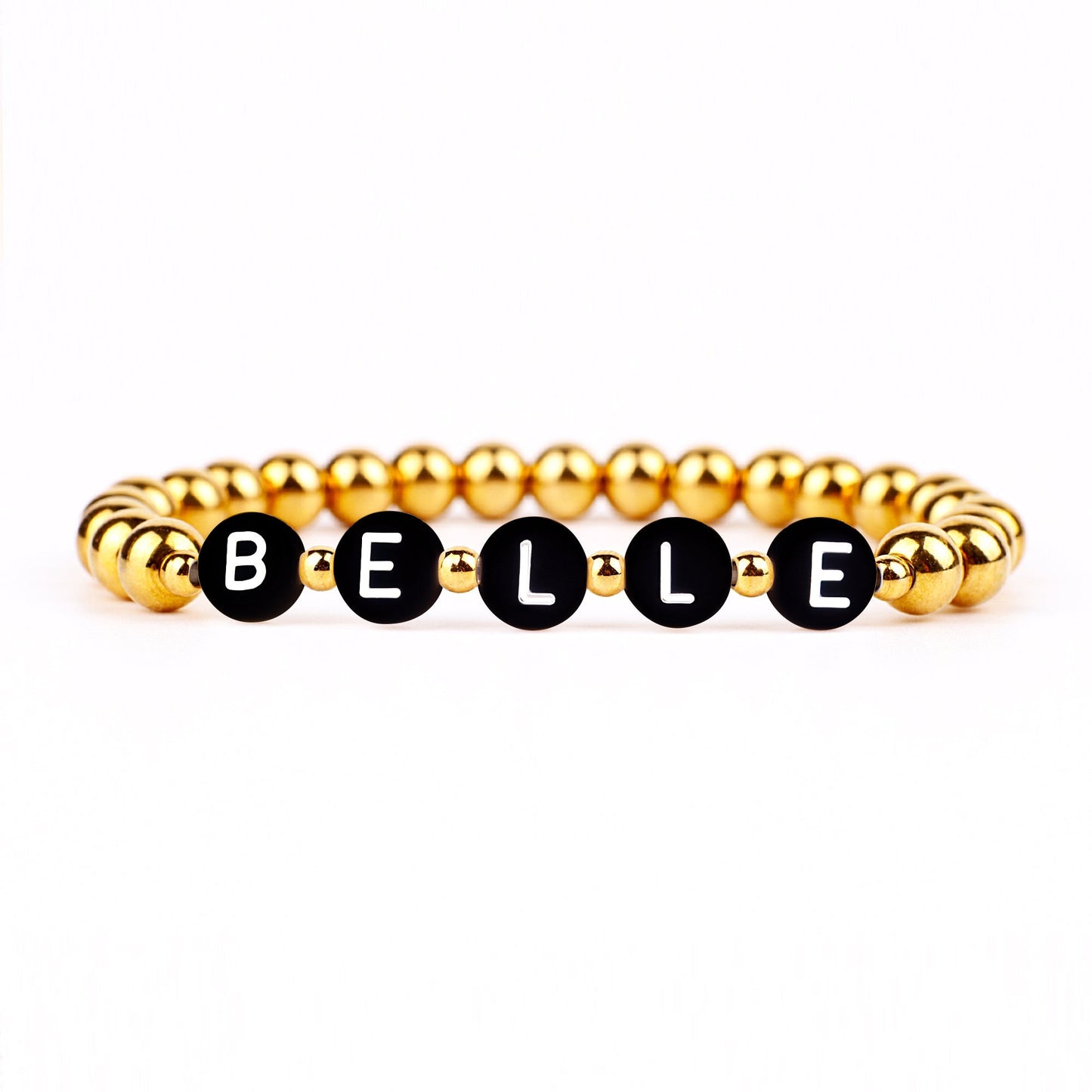 Personalized Gold Beaded Name Bracelet