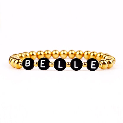 Personalized Gold Beaded Name Bracelet