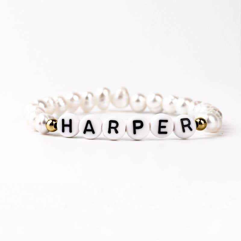 Personalized Pearl Beaded Bracelet