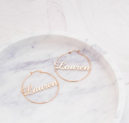 Personalized Silver Gold Hoop Earrings