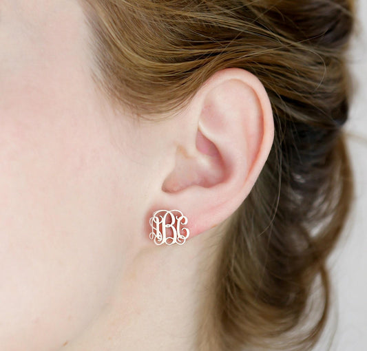 Personalized Sterling Silver Monogram Earrings