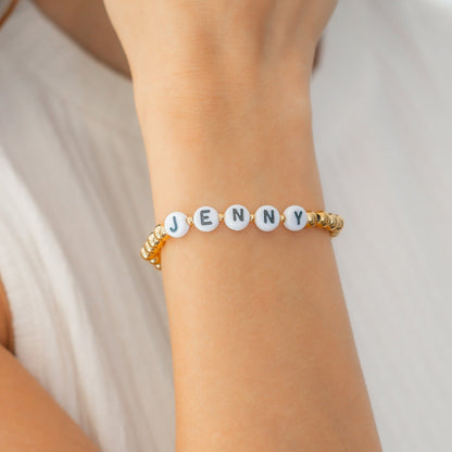 Personalized Gold Beaded Name Bracelet