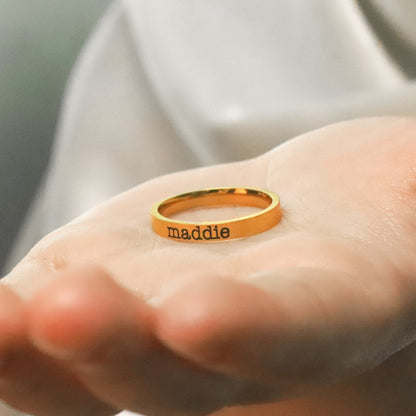 Personalized Stackable Name Ring 3mm Band