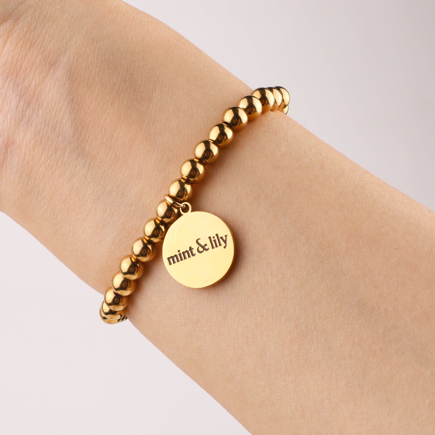 Personalized Waterproof Gold Beaded Bracelet