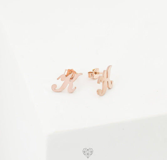 Personalized Dainty Initial Earrings in Silver Gold Rose Gold