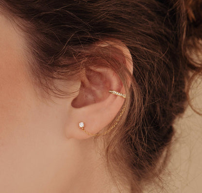 Minimalist Diamond Chain Ear Cuffs