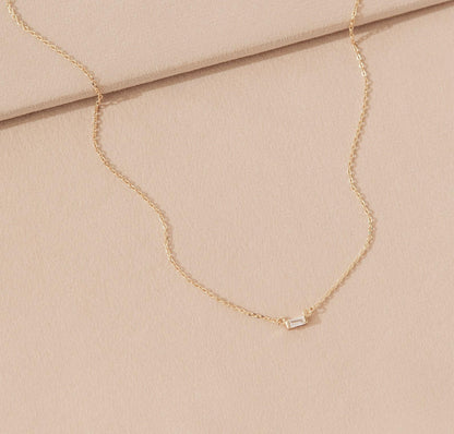 Personalized Baguette Diamond Necklace in Gold