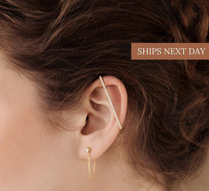 Pave Bar Cartilage Ear Cuff