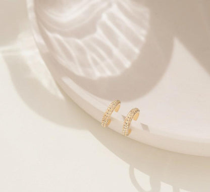 Minimalist Pave Diamond Cuff Earrings