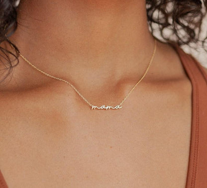 Personalized Dainty Mama Necklace in Silver and Gold