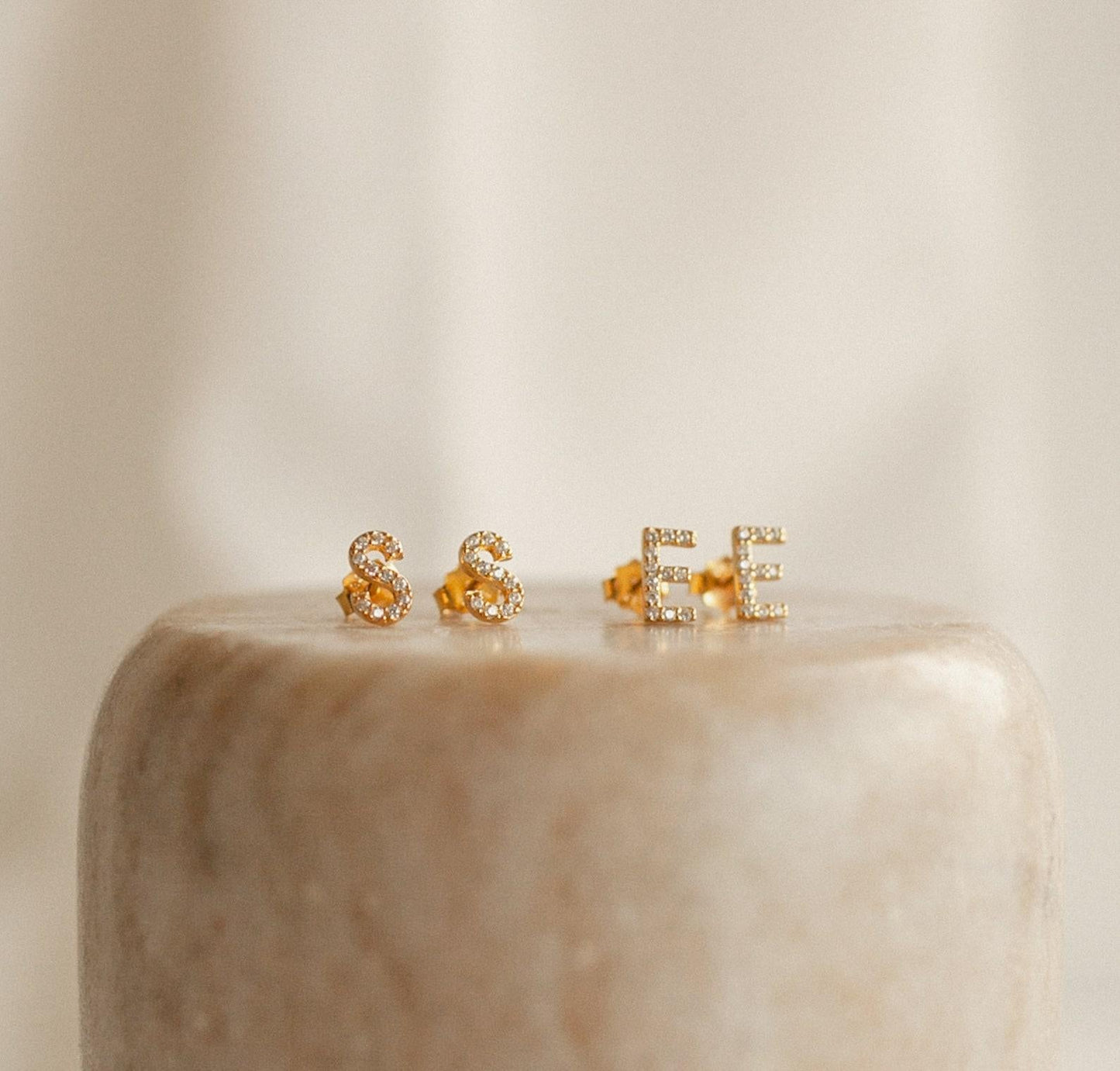 Customized Initial Pave Letter Stud Earrings