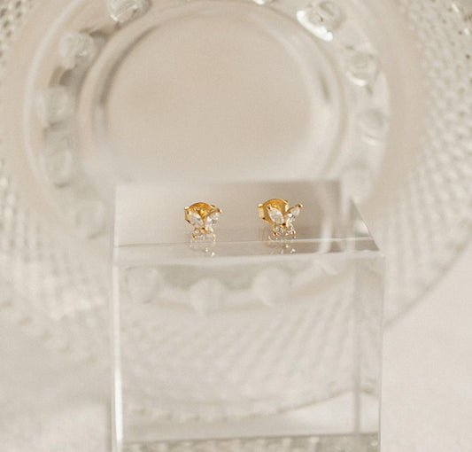 Personalized Butterfly Diamond Stud Earrings