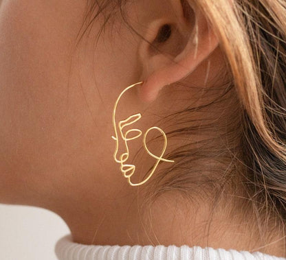 Abstract Face Hoop Earrings